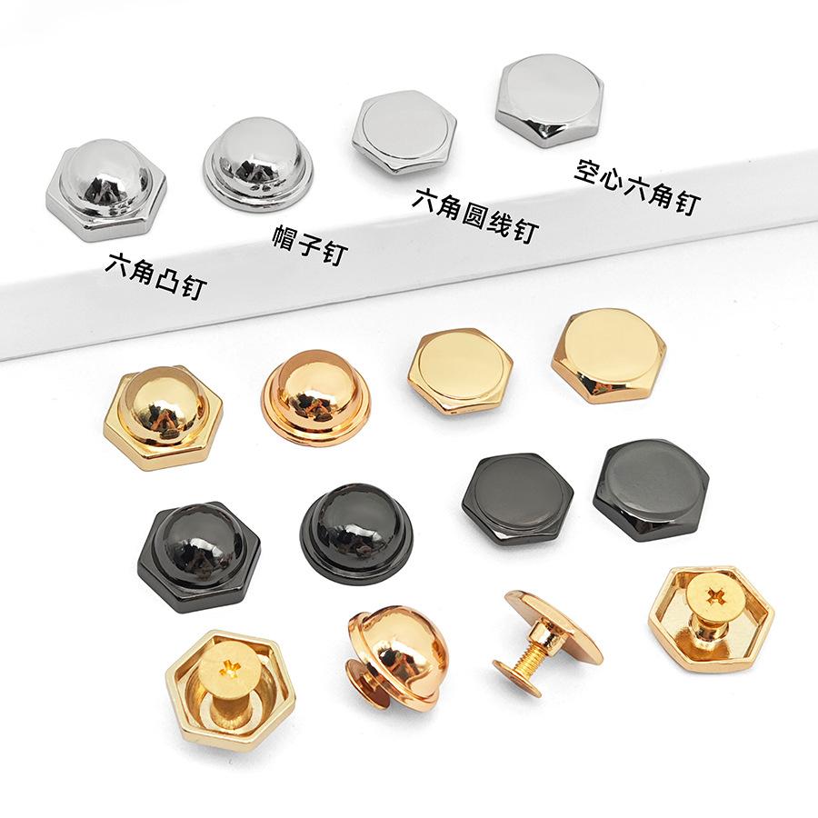 Bags Shoes Leather Hexagonal Rivets Highlight Hanging Plated Hexagonal Decorative Bottom Nails Hat Nails