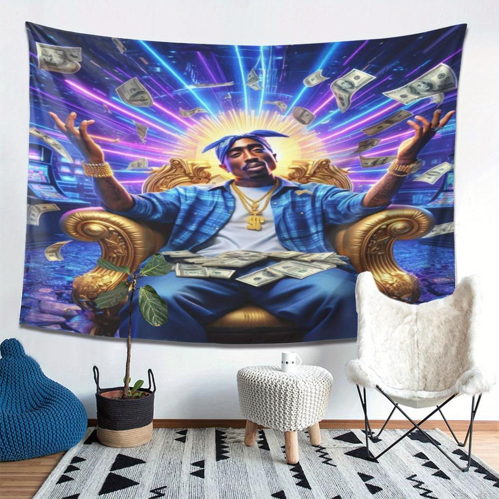 Rap Legend Tapestry  Celebrating Iconic Hip Hop Culture with Vibrant Artworks  Perfect for Home Decor Adding Urban Style