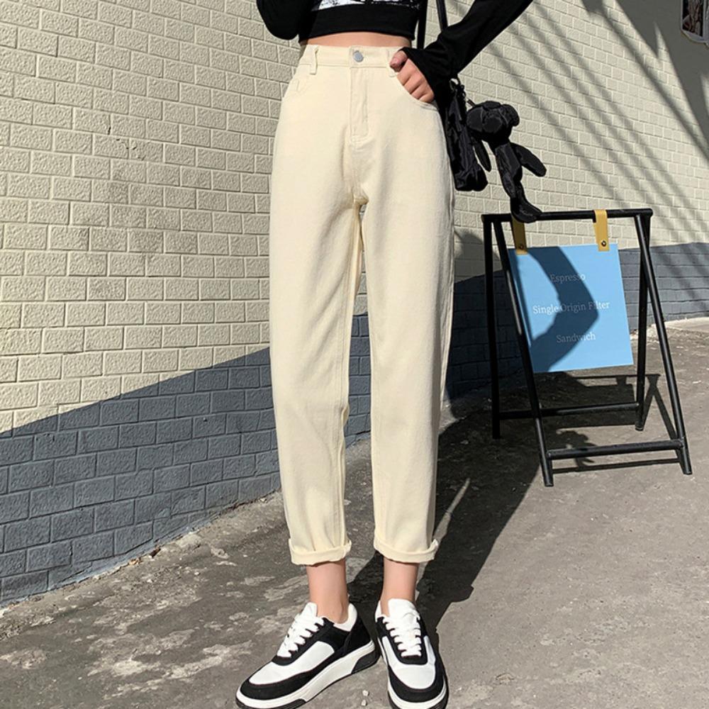 Off-white Jeans Women's Nine-point Harlan Pants Commuter Simple Casual Radish Pants Internet Celebrity Dopamine