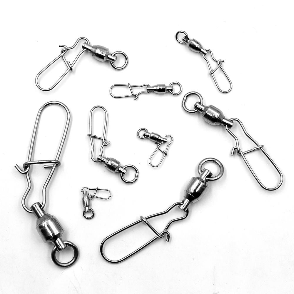 MNFT 12Pcs Stainless Steel Snap Swivel Fishing Accessories Solid Ring Terminal Tackles Connector Rig 0 # -8 # Optional