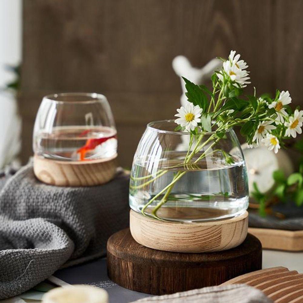 Round Transparent Glass Fish Tank Simple Glass Planter Hydroponic Vase  Office