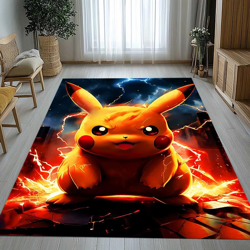 6 Style Pikachu Pokemon Living Room Non-Slip Area Rug Soft Carpet for Bedroom Kids Playroom Sofa,Home Decor Doormat Gift
