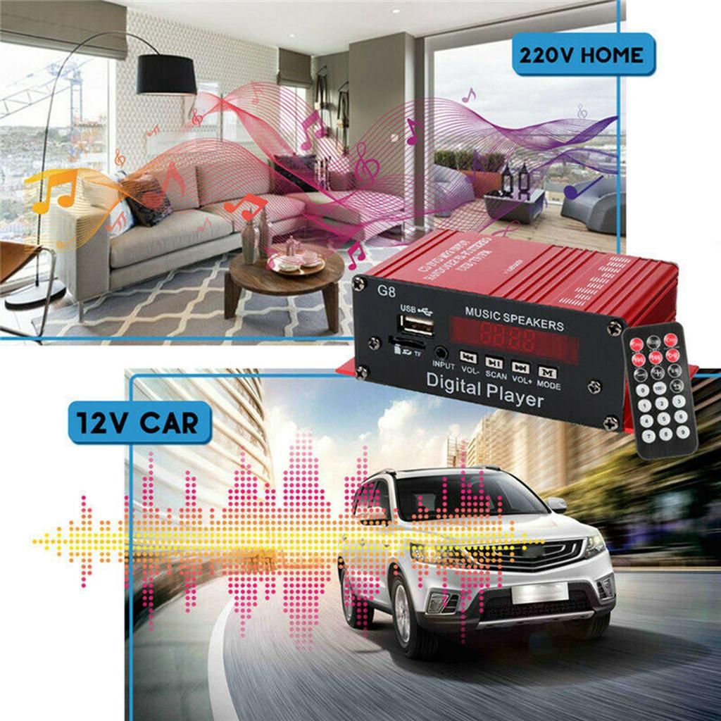 G8 Auto DC 12V 200W 4-Kanal HiFi Audio Digitaler Leistungsverstärker Player Stereo Bluetooth AUX USB/TF/FM MP3 mit Fernbedienung
