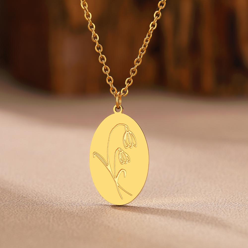 

Ожерелья из нержавеющей стали Изысканное колье-цепочка с подвеской в виде цветка-эллипса Модное ожерелье для женщин Циркон Подарок для друга на день рождения