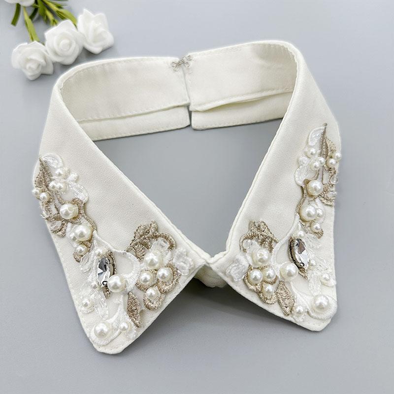 Beading Fake Collar Women Elegant Diamond Detachable Collars for Woman False Shawl Shoulder Wrap Lapel False Collars Woman Tie