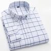 Camicie Oxford a manica lunga 100% cotone da uomo a manica lunga slim fit formali tinta unita casual eleganti top a quadri abbigliamento nero
