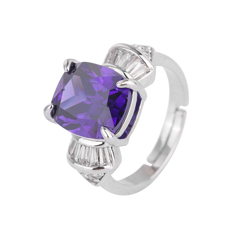 Paraiba Color Zircon Ring Imitation Natural Emerald Zircon Ring Retro Inlaid Zircon Ring