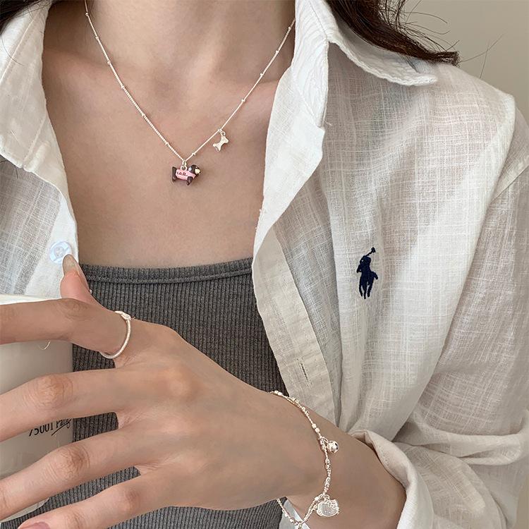 Cute Puppy Collarbone Necklace - Women's Trendy Cartoon Design, Childlike and Versatile Fashion Style