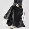 Women's PU Leather Skirt Autumn Winter Collection Pleated Mid-Length Umbrella Skirt High-Waisted A-Line Maxi Skirt