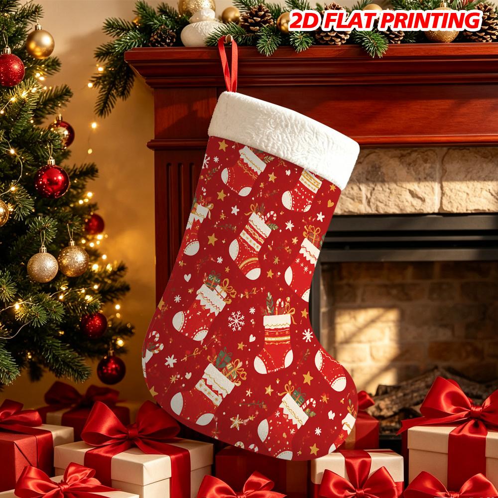 Christmas decoration fireplace hanging stocking 1pc 1pcs Christmas Stocking Hanging Decoration with Snowflake