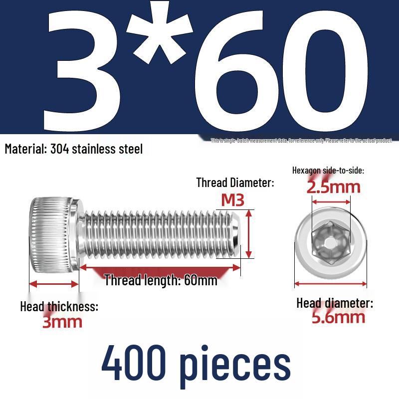 304 Stainless Steel Hex Socket Head Cap Screws, M2-M10, Extended Length
