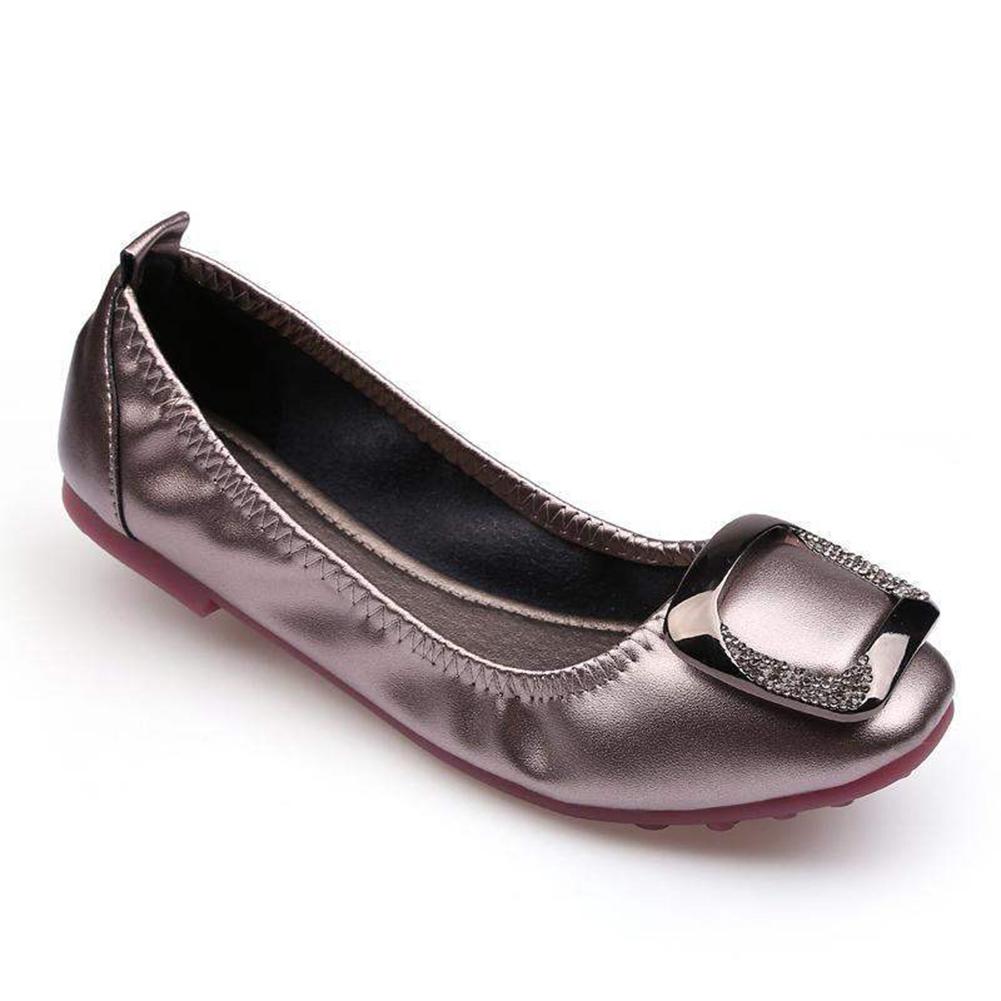 Купить Золотые женские балетки на плоской подошве, женская складная ...