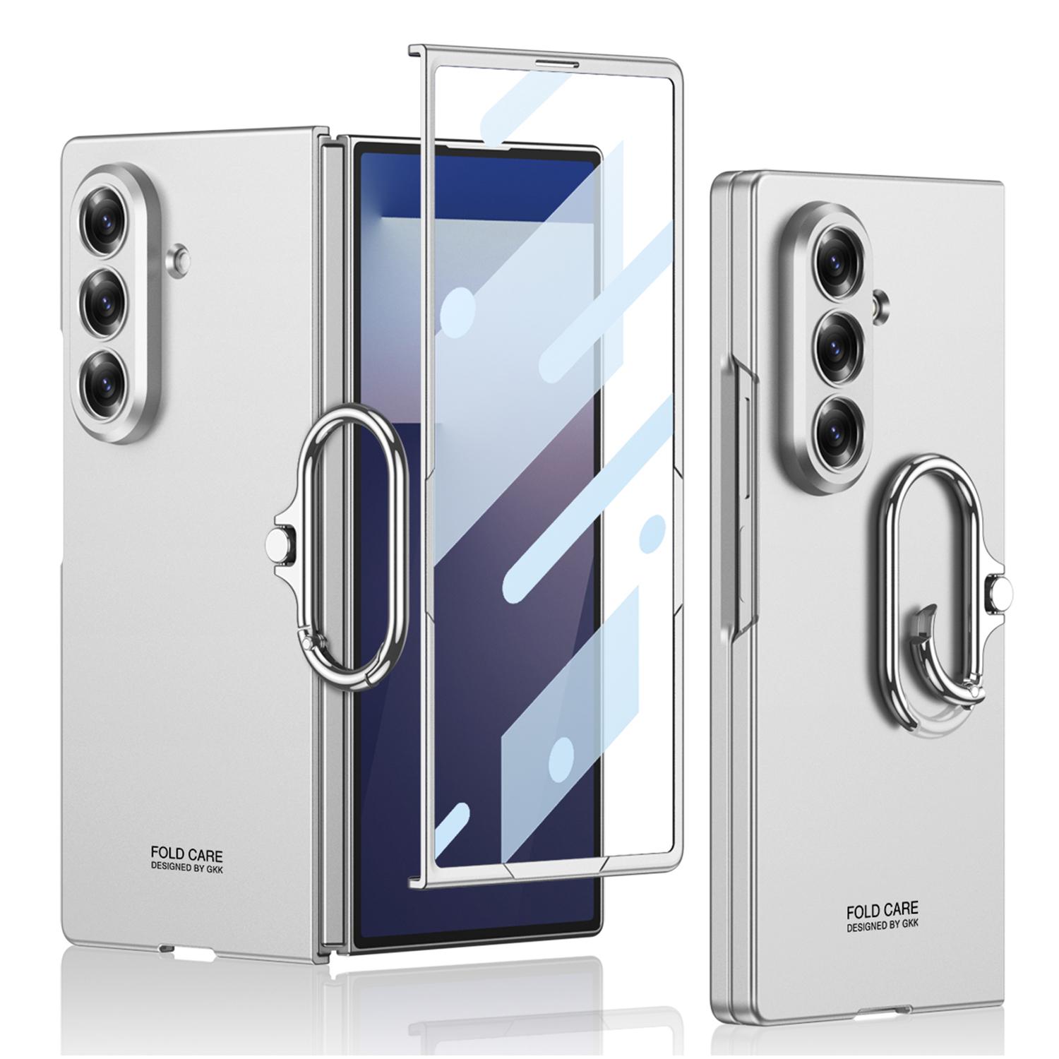 

GKK For Samsung Galaxy Z Fold7 5G Case Oval Kickstand Hard PC Phone Back Cover with Small Film Silver