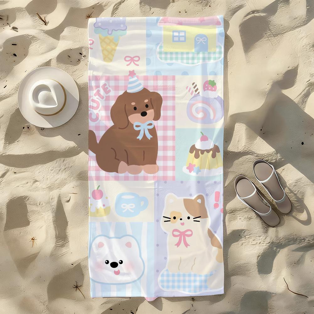 

Cartoon Ice Cream Towel For Swim Yoga Gym Quick Drying Soft and skin-friendly Beach Towels All-Season W40*H60(CM)