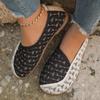 2025 Spring and Summer New Knitted Single Shoes Shoes One Pedal Large Size Hollow Breathable Casual Single Shoes Shoes Shallow Mouth
