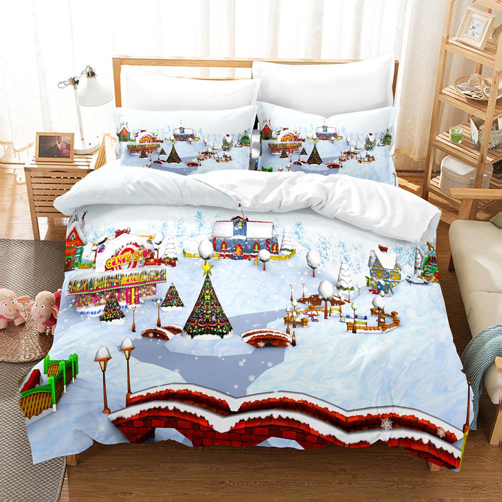

Christmas 3D Digital Printing Three-Piece Set, Bedding Kit, Christmas Tree 3 cover 90 * 190 and 50 * 75 * 1
