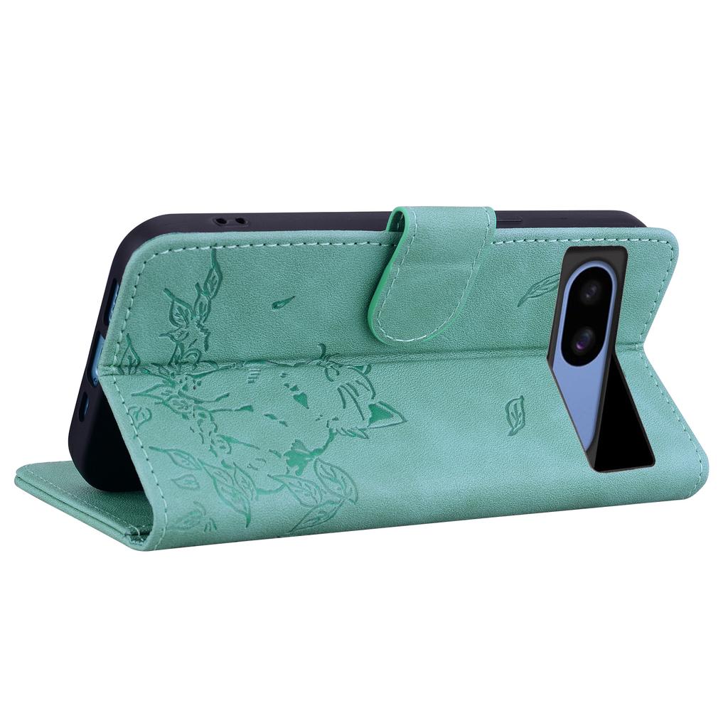 For Google Pixel 8a Case Wallet Cat Pattern Imprinted Leather Phone Cover