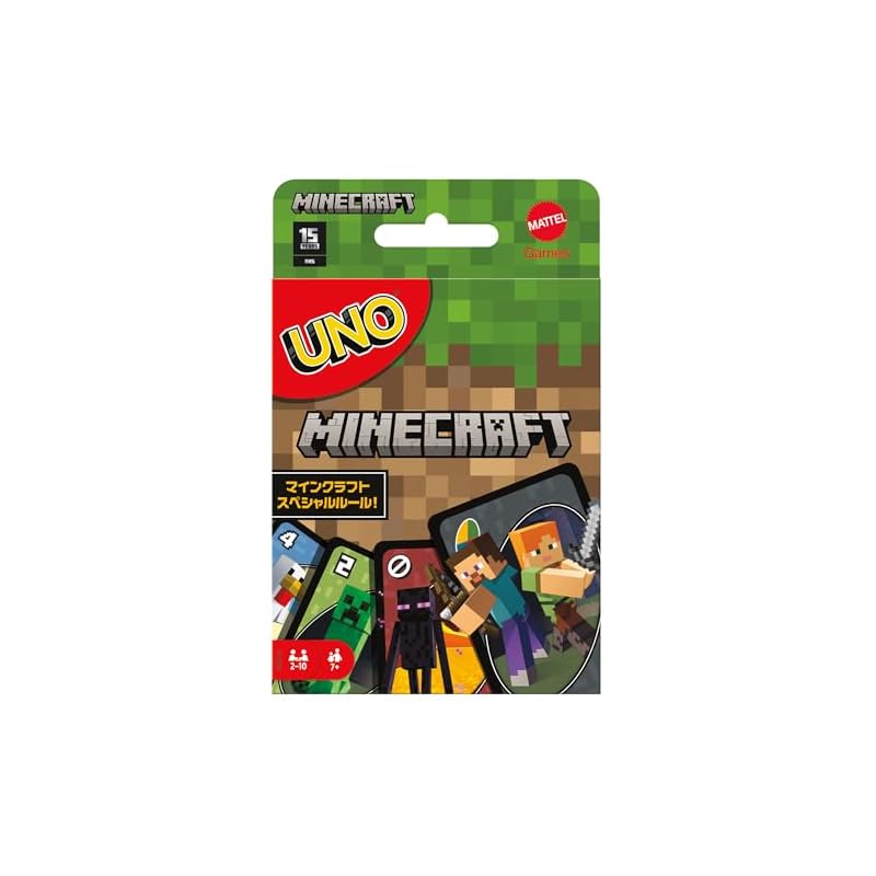 Mattel Game UNO Minecraft Card Game Party Supplies Educational Game 112 Cards 2-10 Players Ages 7+ Green FPD61