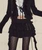 Nasnoing Tiered Ruffle Sweat Skirt (Black)