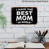2D Flat Vintage Metal Sign: The Best Mom In The World - A Retro Aluminium Sign for Christmas Decor, Perfect Mother's Day Gift for Home or Bar