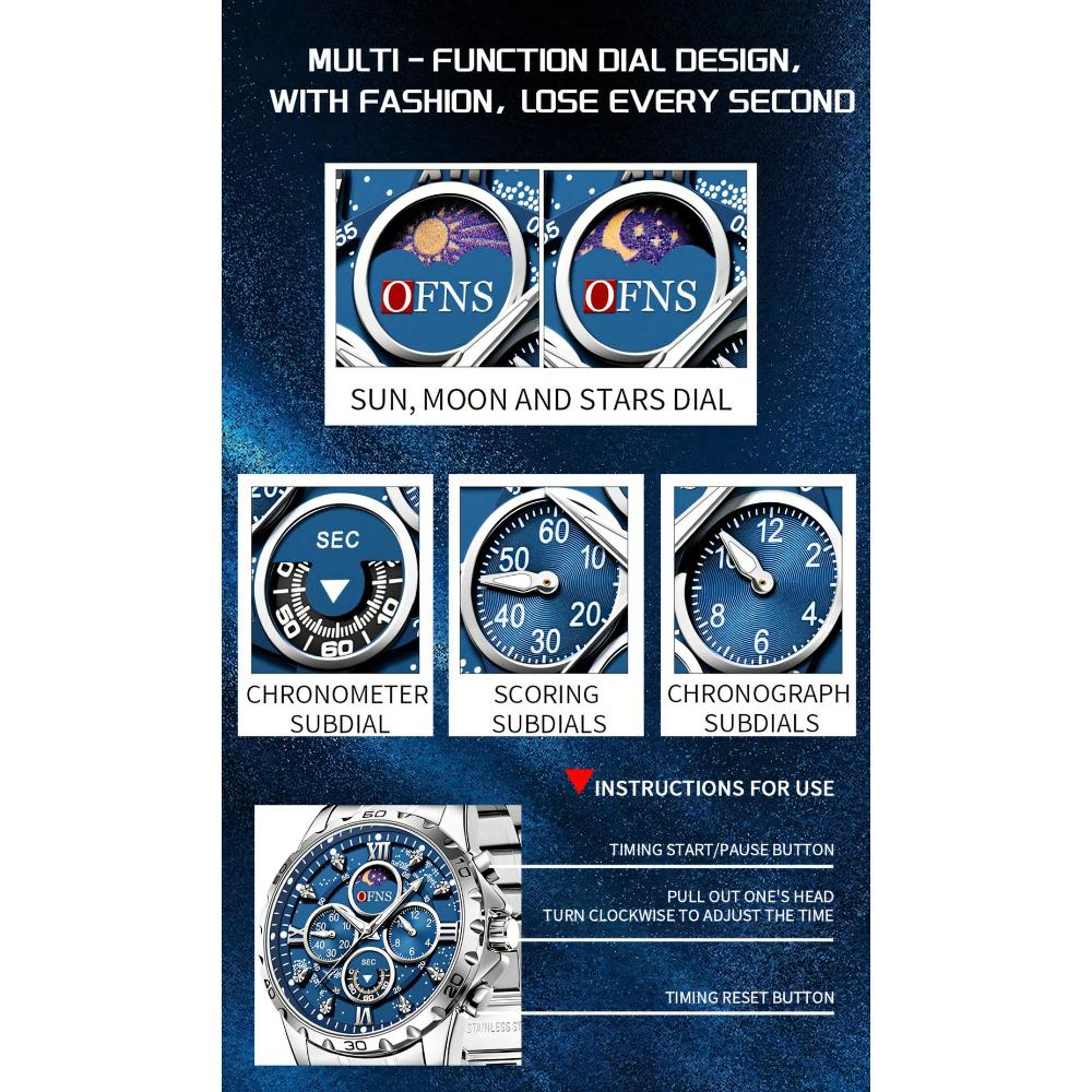 Luxury Watches For Men Chronograph Stainless Steel Man Wristwatch Waterproof Luminous Sport Military Men's Quartz Watch