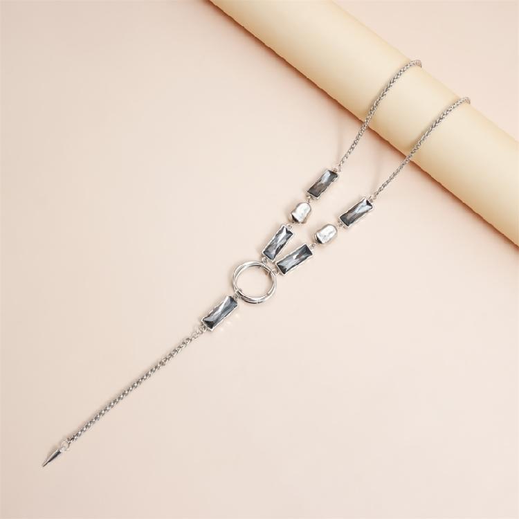 Trendsetting Geometric Y Form Chain Necklace Versatile Design Clavicle Chain Suitable For Casual Or Formal Looks