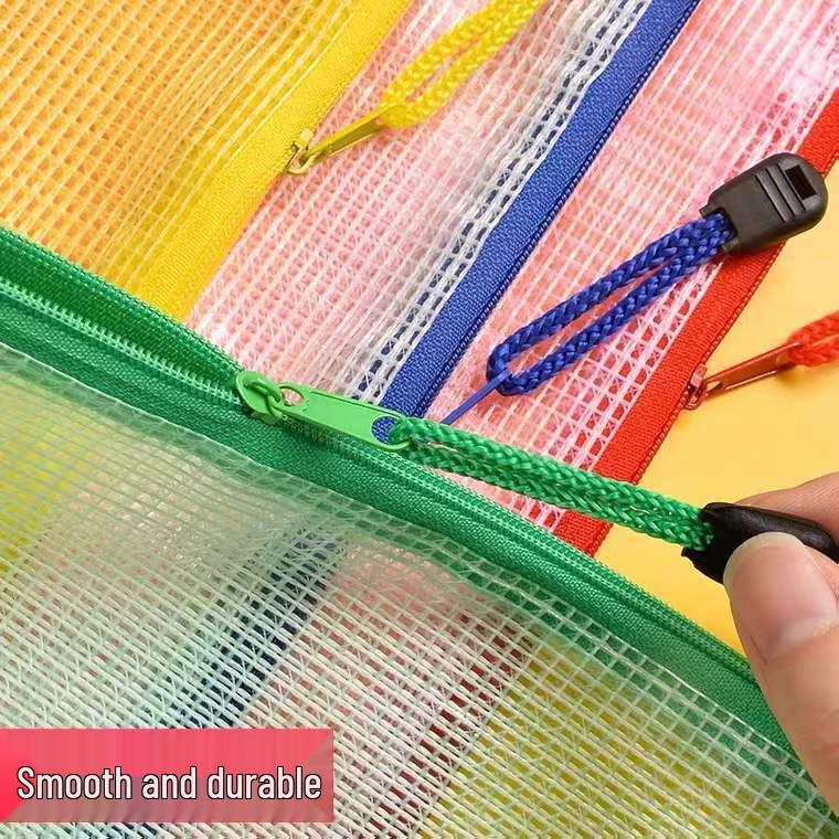 Set of 10 A4 Grid Zipper Bags: Transparent, Waterproof, Thickened for Document and Test Paper Storage