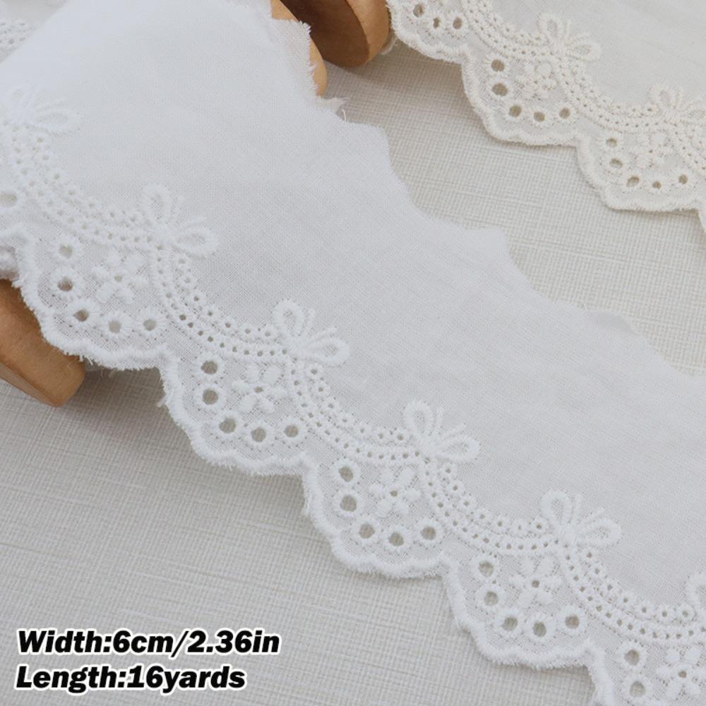 Decorative Trim White Ivory Cotton Lace Trim 16 Yards Embroidery Floral Embroidery Ruffle Sewing Trim