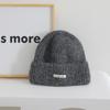 Japanese Simple Letter Pattern Labeling Knitted Hat for Women In Autumn and Winter New Warm and Thickened Cold Hat Showing A Small Face