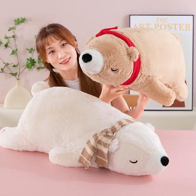 Cross-border Polar Bear Plush Doll Pillow - Cute Cartoon Long Lying Bear Toy