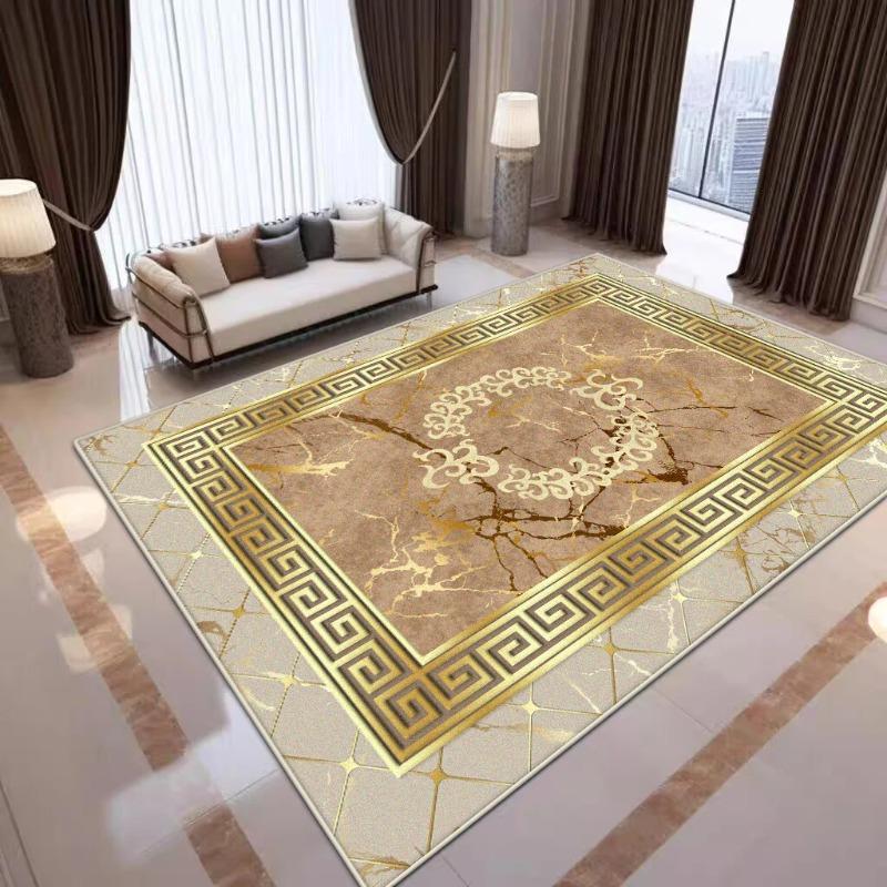 Modern Golden Luxury Carpet  Non-slip Bedroom Mat Large Living Room Decoration Home Rugs Customizable Coffee Table Lounge Rugs