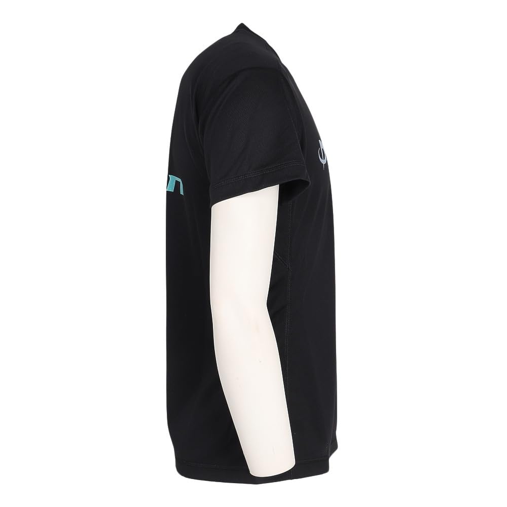 Phiten Volleyball Short Sleeve T-Shirt with Glitter Gradient, Black/Blue, Size L, Men's and Women's, 3125JG66810