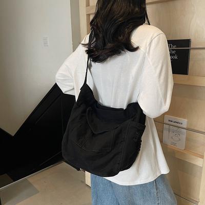 Drobės krepšys Moteriškas pirkinių krepšys Didelės talpos krepšys per petį Studentų pamokoms krepšys