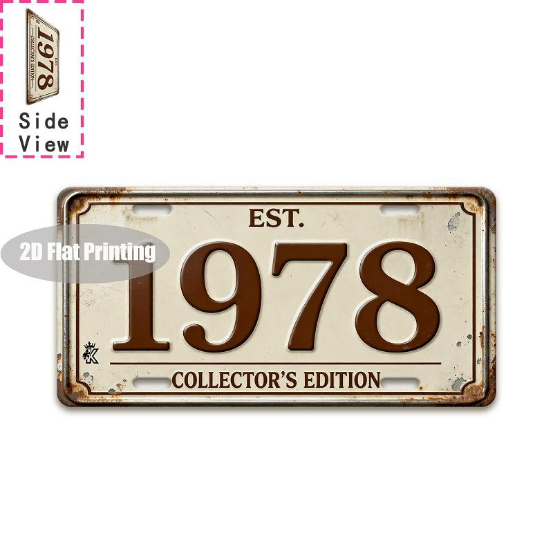 Vintage City Year Text Print License Plate Metal Tin Sign Retro Wall Decor For Bar Cafe Home Garden