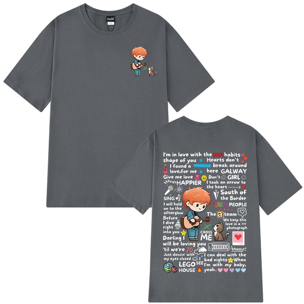 Ed Sheeran European Tour 2025 Graffiti Pattern Print T Shirt Men Women Cotton Casual Short Sleeve T-shirt Fashion Loose T-shirts