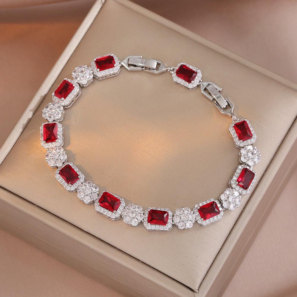 Bracelet Women'S Style Color Micro-Inlaid Zircon Bracelet Design Simple Temperament Women'S Emerald Bracelet