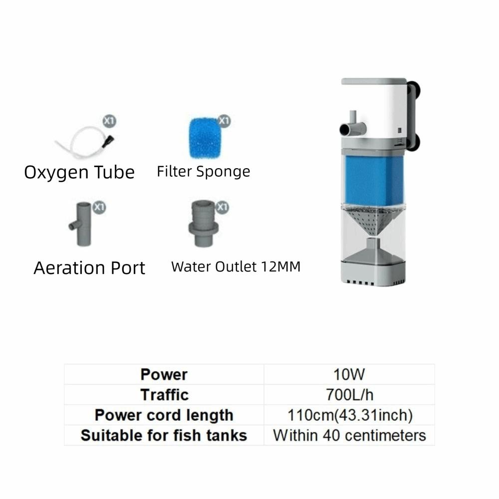 Low Noise Aquarium Filter Pump Removable Fish Stool Filter Collector Aquarium