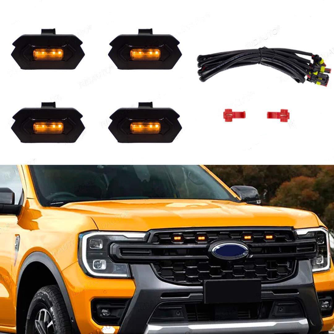 

Ford RANGER T9 2022+ Решетка радиатора Желтый светодиодный дневной ходовой огонь Black Shell Blue Light