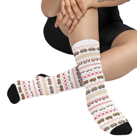 Skarpetki Walentynkowe Z Zabawnymi Wzorami Piersi Skarpetki Męskie Damskie Elastyczne Zabawne Skarpetki do Połowy Łydki Walentynkowy Prezent Rocznicowy dla Niego Niej