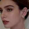 Women's Korean Style Gold Color Butterfly Ear Cuff, Shiny Zircon Tassel Clip on Earrings, Copper Non-Piercing Fashion Jewelry