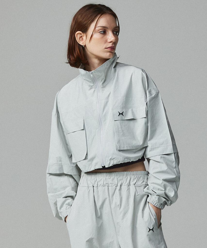 Kitty Pottery Symbol Crop Windbreaker Charcoal