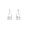 French Retro Three-Dimensional Woven Basket With Diamonds, Pearl Earrings, Light Luxury, High-End Niche Design Earrings.