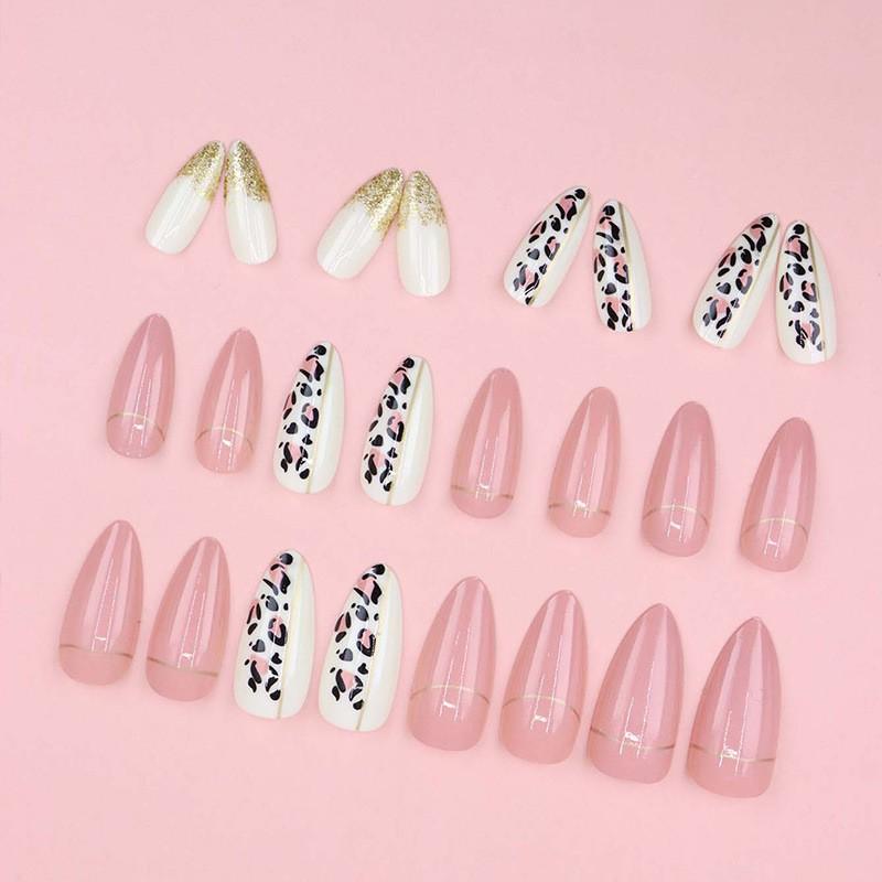 Leopard Print Shiny Press On Nails Sweet Cool Style Women