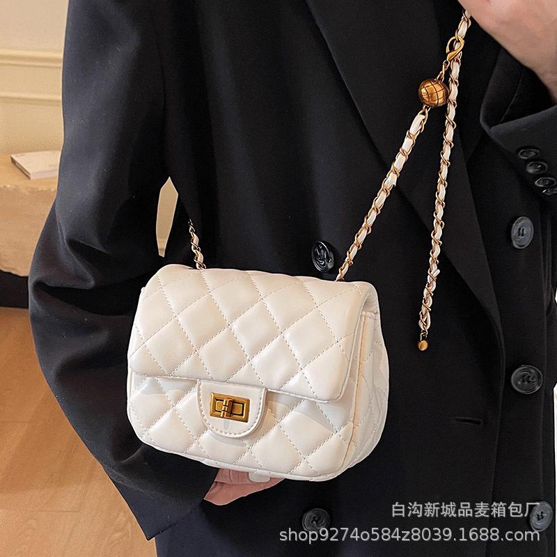 High-end Fashion Bag Women's 2025 New Diamond Chain Small Square Bag Korean Version Popular Simple and Versatile Shoulder Bag