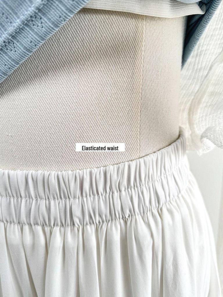 White Ruffle Draped Umbrella Skirt - Spring/Summer 2026 Collection