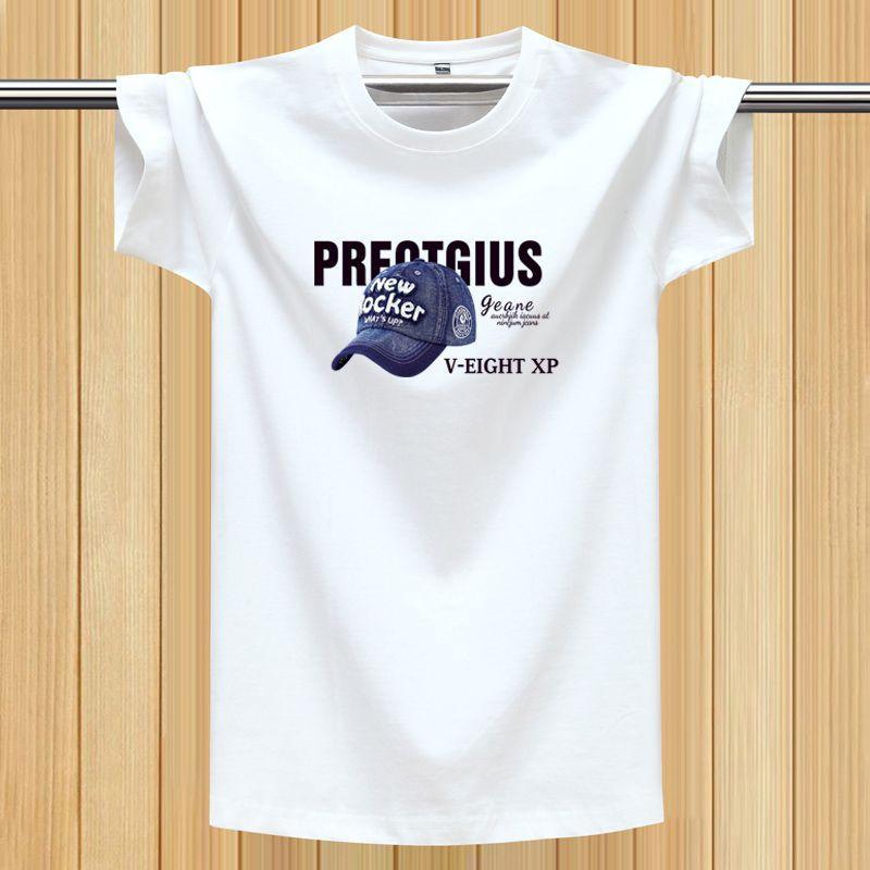 Summer T-Shirt Short-Sleeved Men S Crew Neck Printed T-Shirt Loose Sports Half-Sleeved Undershirt Plus Size Men S Clothing S