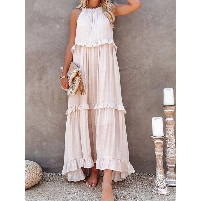 Summer new style holiday style ruffled long section, European and American style elegant swing beach skirt