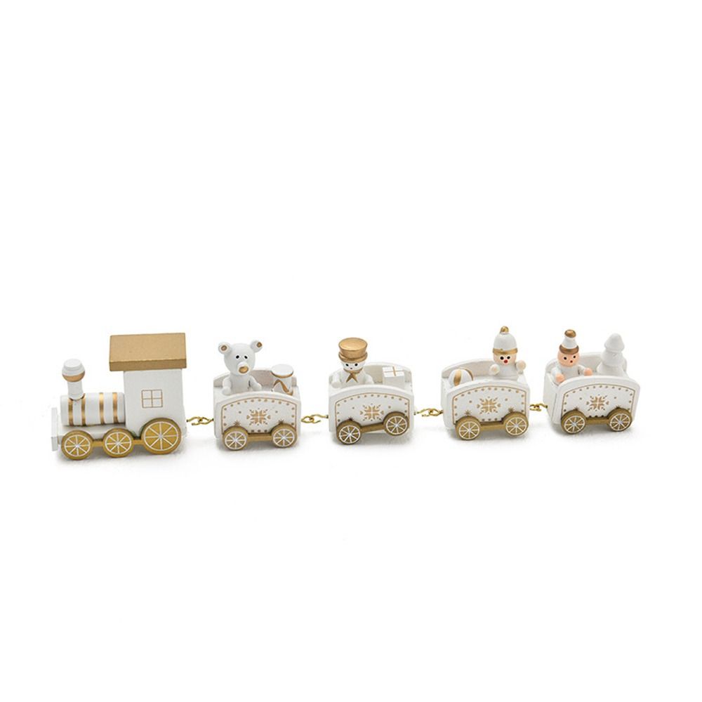

Children s Toys Party Props Cake Gift Home Decor Window Ornaments Wooden Train Christmas Ornament Five carriages белый