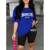 Trendy Figure Flattering Women Short Sleeve Tight Top High Waist Butt Lift Shorts Casual Set