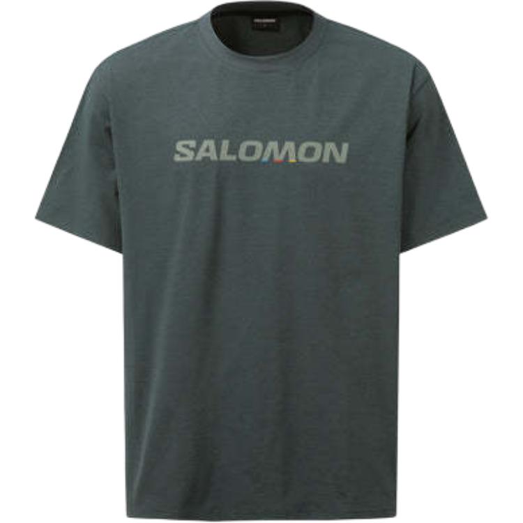 

Salomon Short Sleeve Letter Print Loose T-Shirt Men Tops Green C28061 L